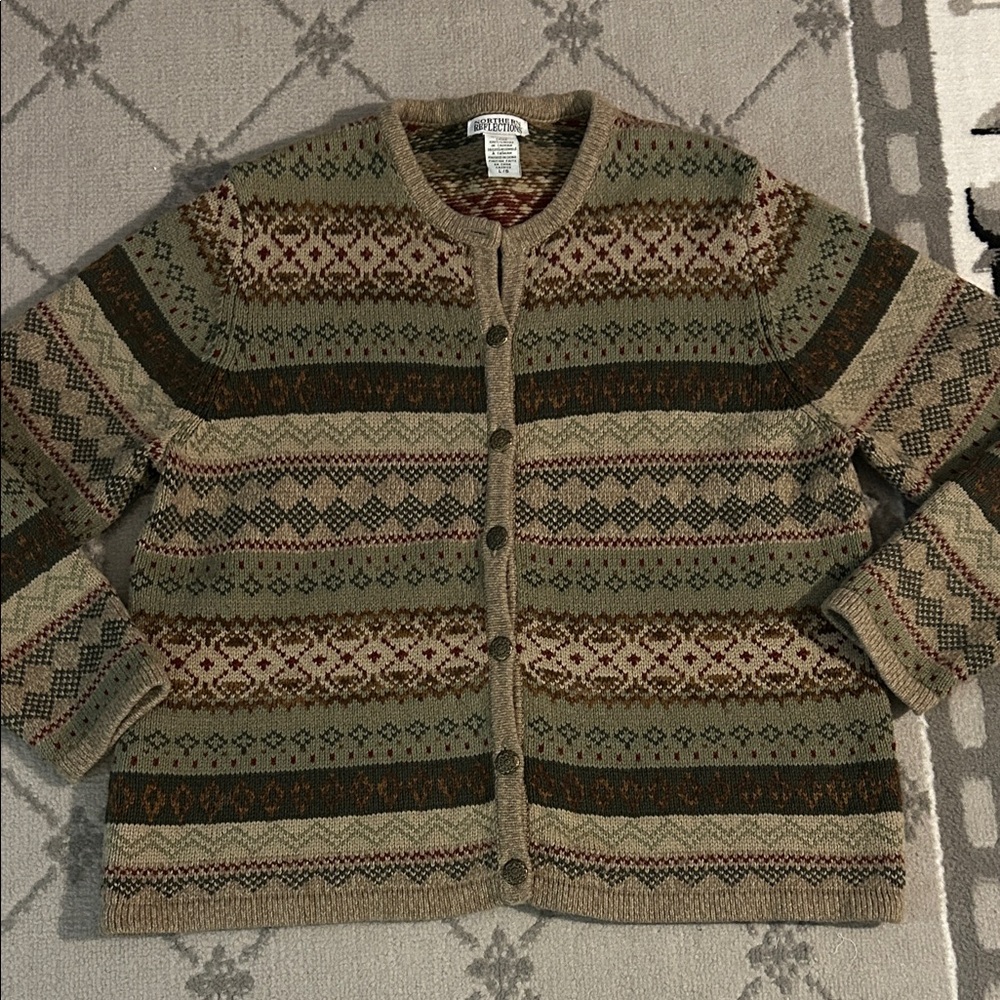 Vintage Northern Reflections Women's Fair Isle Nordic Cardigan